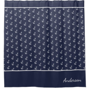 Custom Nautical Anchor  Bathroom Ocean Navy Blue