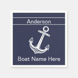Custom Nautical Anchor Bathroom Ocean Navy Blue Napkin