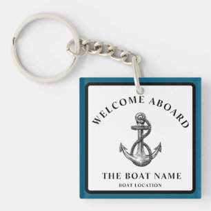 Custom Nautical Anchor – Boat Name & Location Keychain
