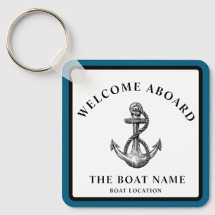 Custom Nautical Anchor – Boat Name & Location Keychain