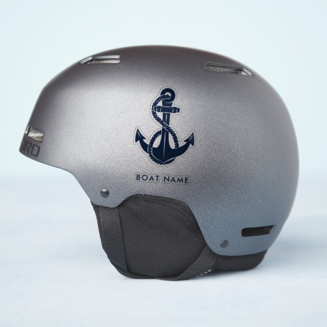 Custom Nautical Anchor Boat Name Navy Blue (Helmet Side)