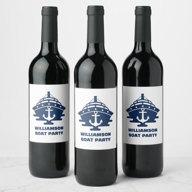 Custom Nautical Anchor Boat Party Wine Label (Bottles)