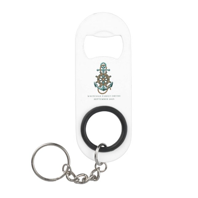 Custom Nautical Anchor Family Cruise Vacation Swag Keychain Bottle Opener (Front)