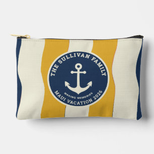 Custom Nautical Anchor Family Vacation Retro Badge Accessory Pouch
