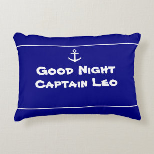 Custom Nautical Anchor Navy Blue and White Accent Pillow