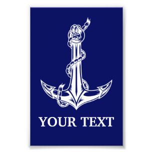 Custom Nautical Anchor Rope Boat Name Photo Print