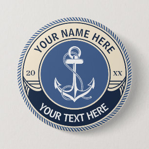Custom Nautical Anchor Rope Frame 3 Inch Round Button