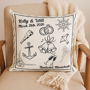 Custom Nautical Beach Wedding – Personalized Throw Pillow