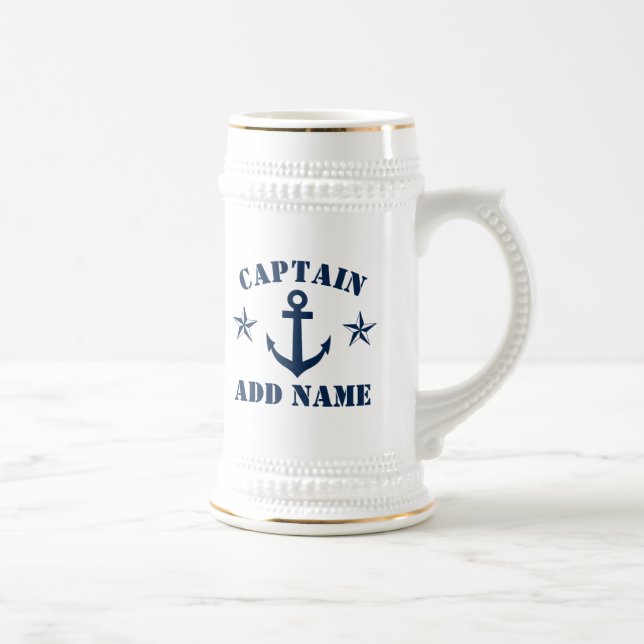 Custom nautical beer stein gift for boat captain (Right)