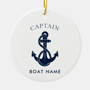 Custom Nautical Boat Anchor Navy Captain Ceramic Ornament