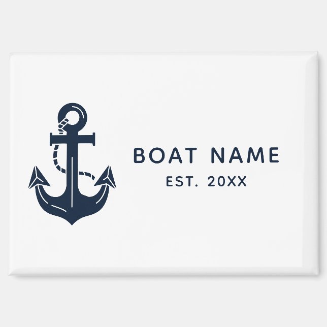 Custom Nautical Boat Name Anchor Magnet (Front)