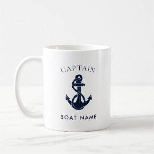 Custom Nautical Captain Boat Anchor Navy Coffee Mug