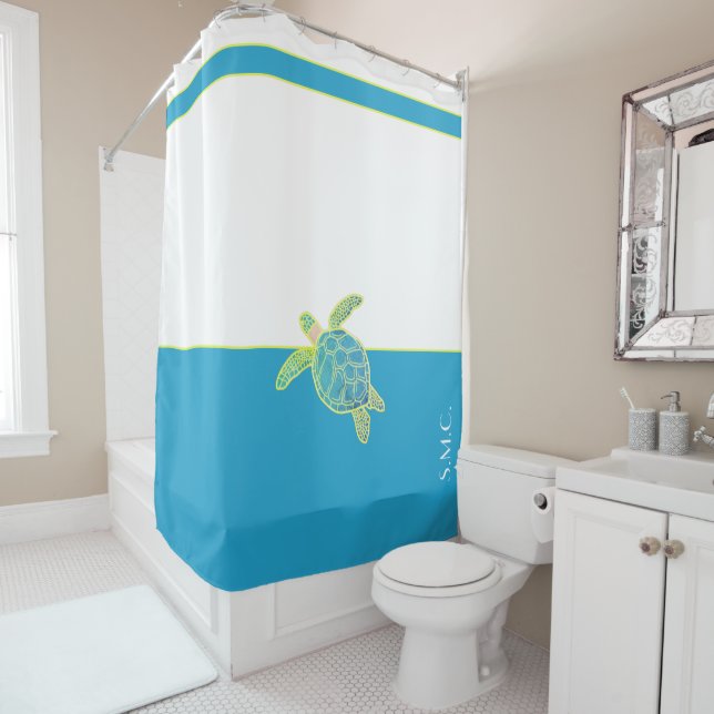 Custom Nautical Coastal Sea Turtle Teal Blue  (In Situ)