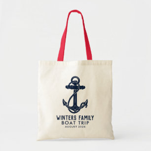 Custom Nautical Family Trip Boat Anchor Swag Tote Bag