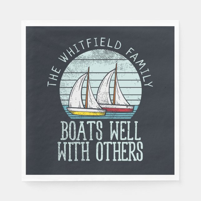Custom Nautical Matching Family Boating Adventure Napkin (Front)