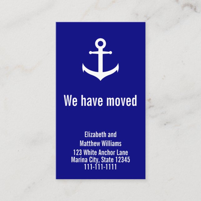 Custom Nautical Moving Announcement Address Insert (Front)