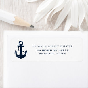 Custom Nautical Navy Blue Anchor Return Address