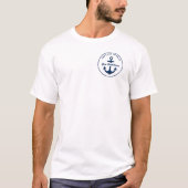 Custom Nautical Navy Blue Captain and Boat Name T-Shirt (Front)