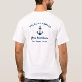 Custom Nautical Navy Blue Captain and Boat Name T-Shirt (Back)