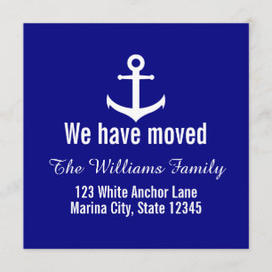 Custom Nautical Navy Blue Moving Announcement Card