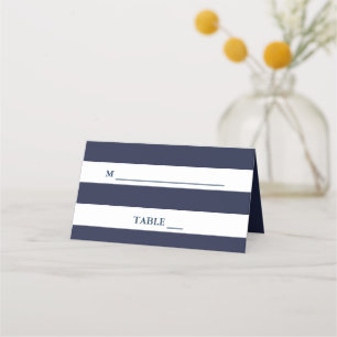 Custom nautical navy stripes wedding place cards