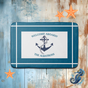 Custom Nautical Pattern Boat Anchor Bath Mat
