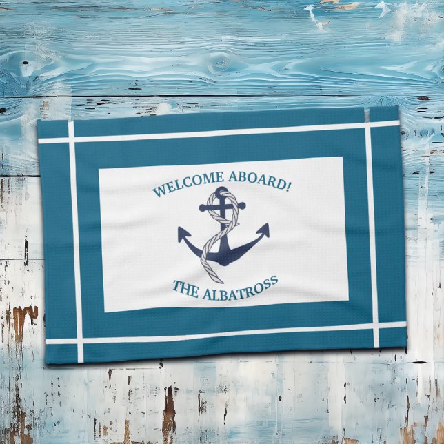 Custom Nautical Pattern Boat Anchor Kitchen Towel (Creator Uploaded)
