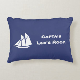 Custom Nautical SailboatBlue & White Accent Pillow