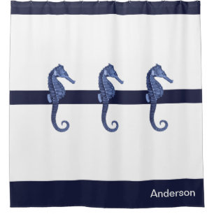Custom Nautical Seahorse Navy Blue Ocean Beach