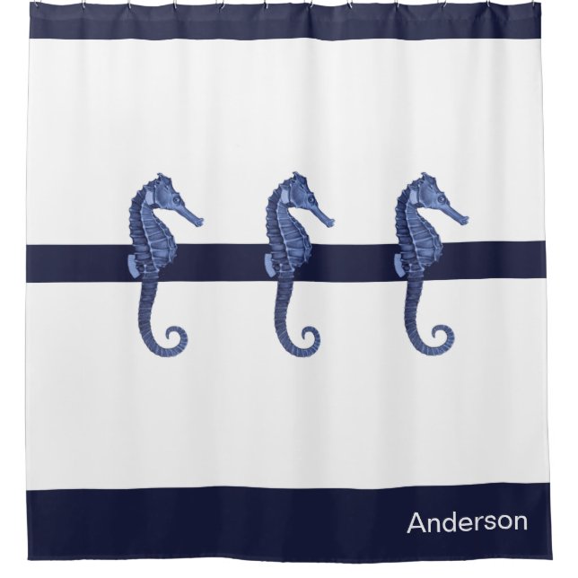 Custom Nautical Seahorse Navy Blue Ocean Beach  (Front)