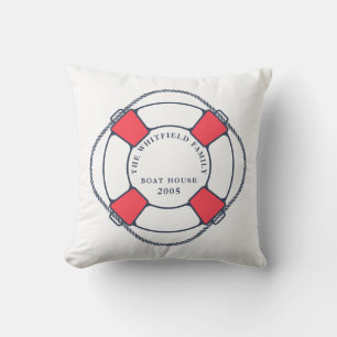 Custom Nautical Swimming Ring Boat House Throw Pillow