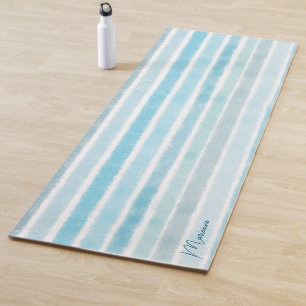 Custom nautical watercolor blue waves zen Yoga Mat