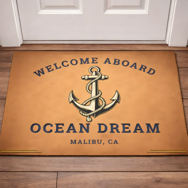 Custom Nautical Welcome Aboard, Boat Name Anchor Doormat (Creator Uploaded)