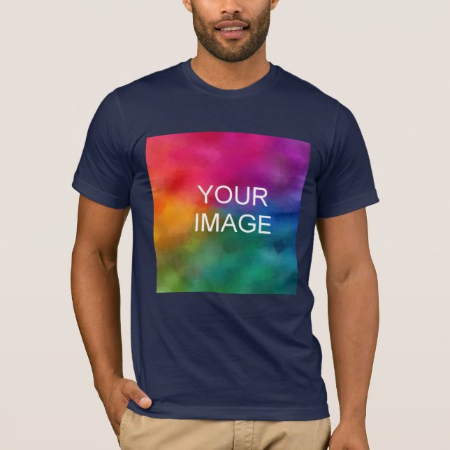 Custom Navy Blue Add Image Logo Personalize T-Shirt (Front)