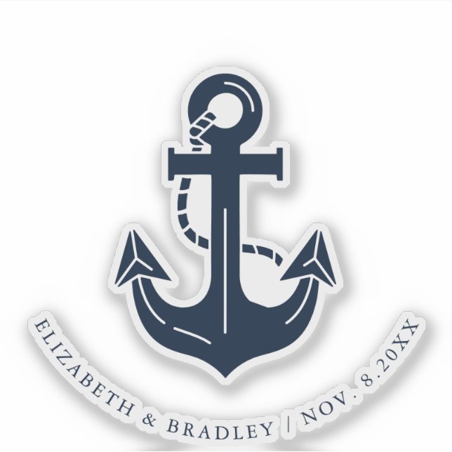Custom Navy Blue Anchor Nautical Wedding (Front)