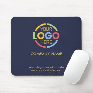 Custom Navy Blue Company Business Logo Branded Mouse Pad