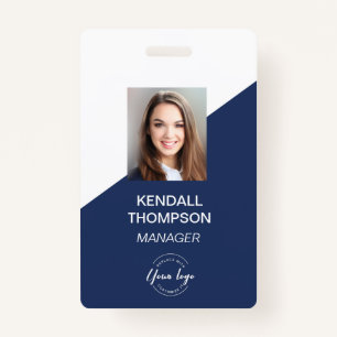 Custom Navy Blue Employee Photo Company Security Badge
