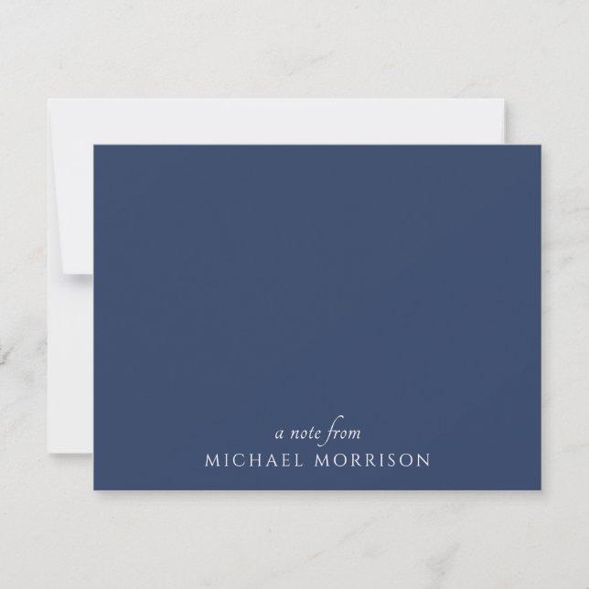 Custom Navy Blue Flat Note Card (Front)