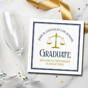 Custom Navy Blue Gold Law School Graduation Party Napkin