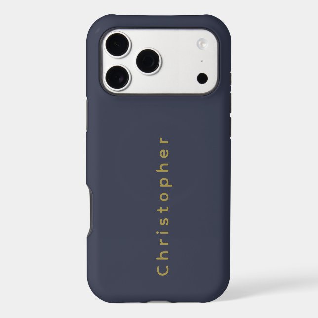 Custom Navy Blue Gold Name Minimalist Modern Men  (Back)