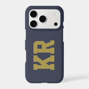 Custom Navy Blue Gold Retro Initials Minimal Men