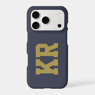 Custom Navy Blue Gold Retro Initials Minimal Men