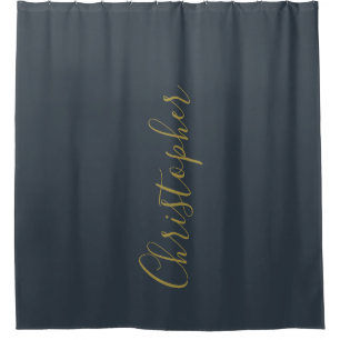 Custom Navy Blue Gold Script Name Minimalist Men