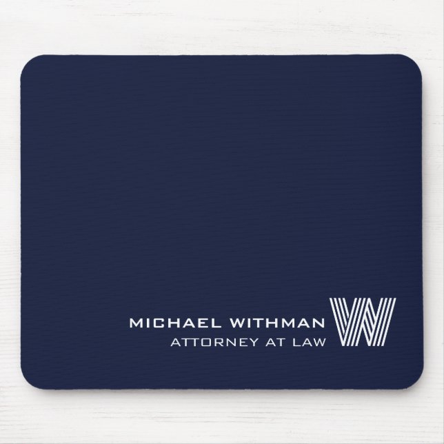 Custom NAVY BLUE LINE Monogram, Name & Profession  Mouse Pad (Front)
