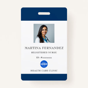 Custom Navy Blue Medical Hospital Employee Photo Badge