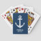 Custom navy blue nautical anchor playing cards