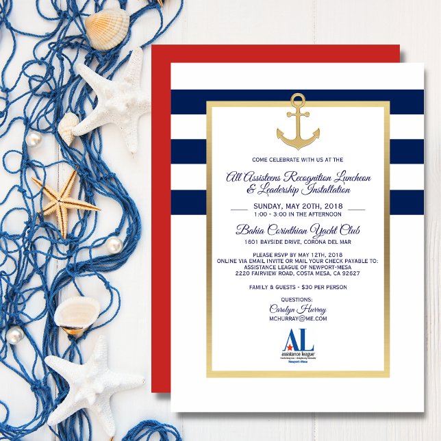 Custom Navy Blue Nautical Party Invitations d'évén (Créateur téléchargé)