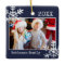 Custom Navy Blue Photo Ornament with Snowflakes