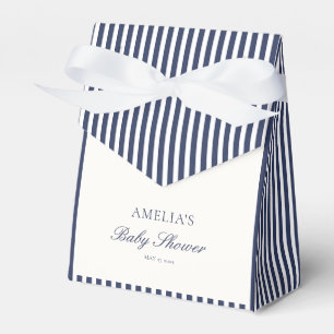 Custom Navy Blue Ticking Stripe Preppy Baby Shower Favor Box