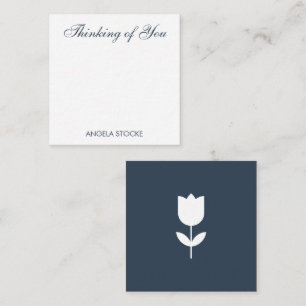 Custom Navy Blue White Flower Card